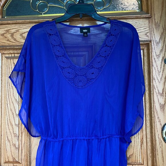 Mossimo Blue Purple Chiffon Sheer Overlay Slip Dress - Picture 2 of 4